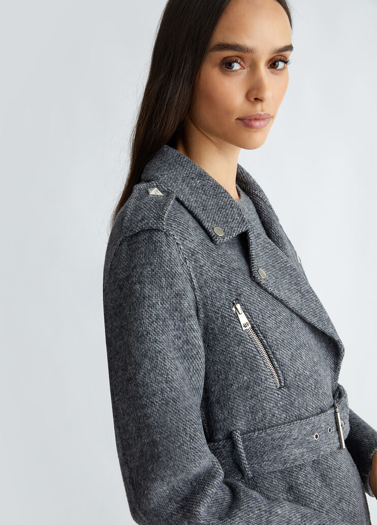 Wool blend biker jacket