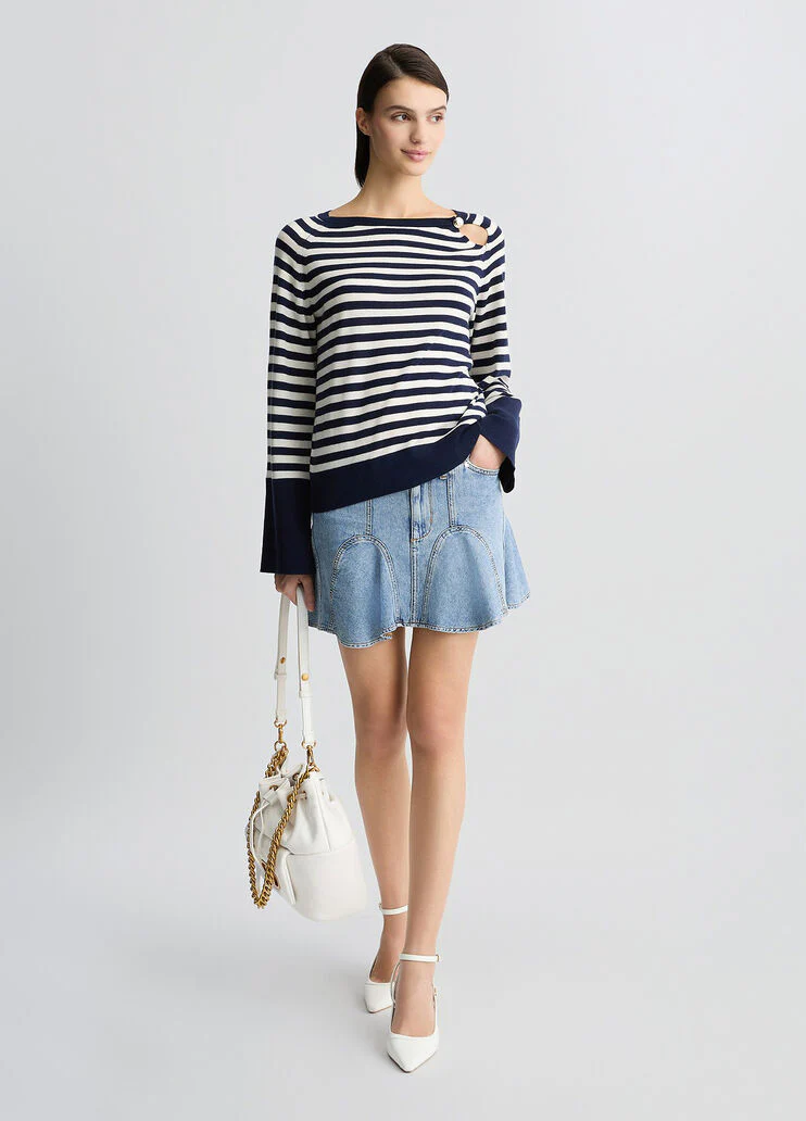 Lagoon blue/white wool and cashmere jumper