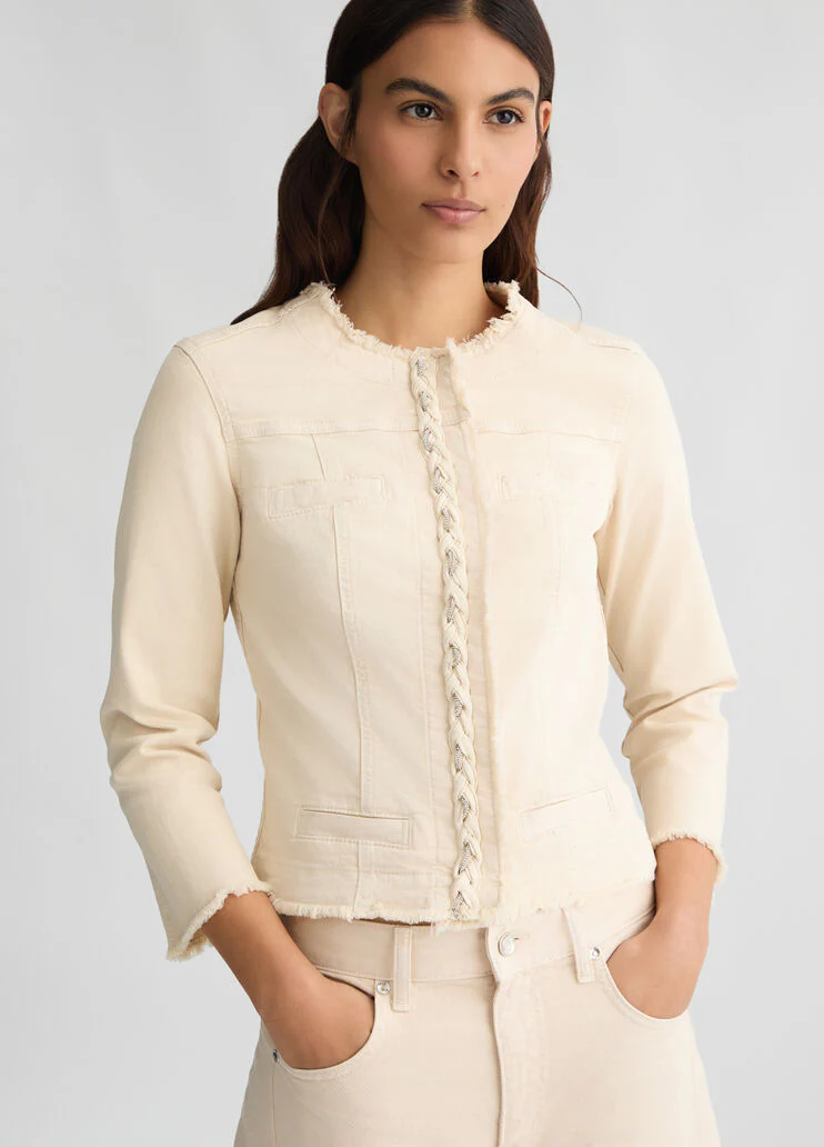 Beige jacket with rhinestones