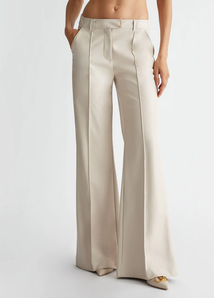 Coated fabric palazzo trousers