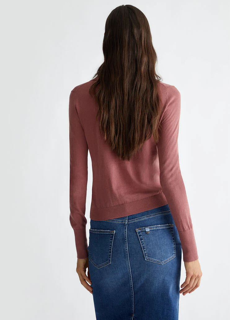 Cashmere-blend knit polo-shirt