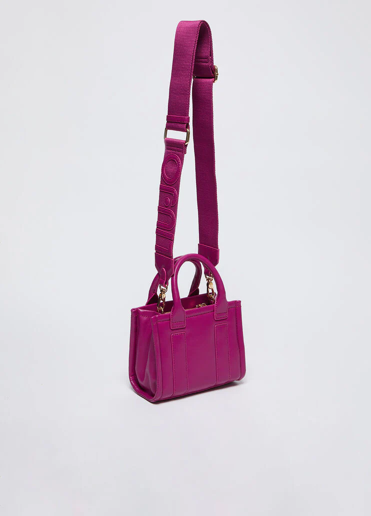 Mini shopping tote with shoulder strap