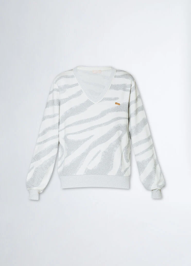 Animal-print jacquard sweater