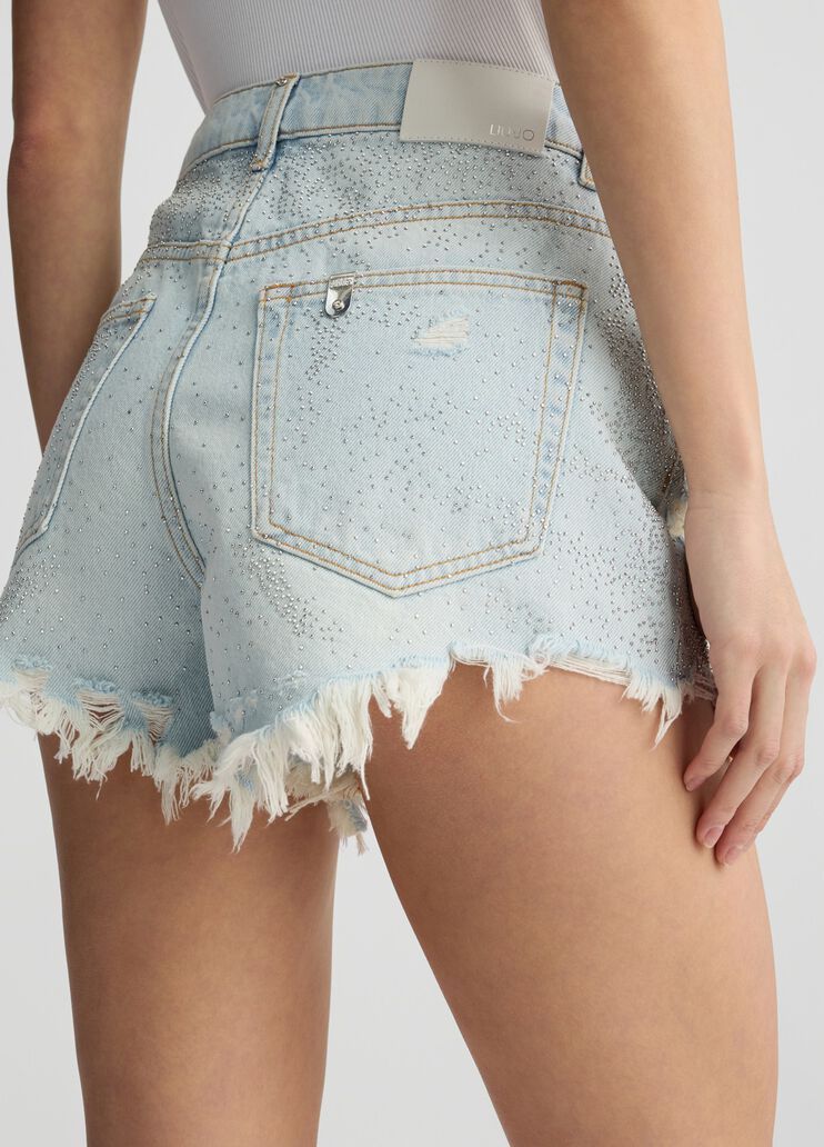 Denim shorts with gemstones