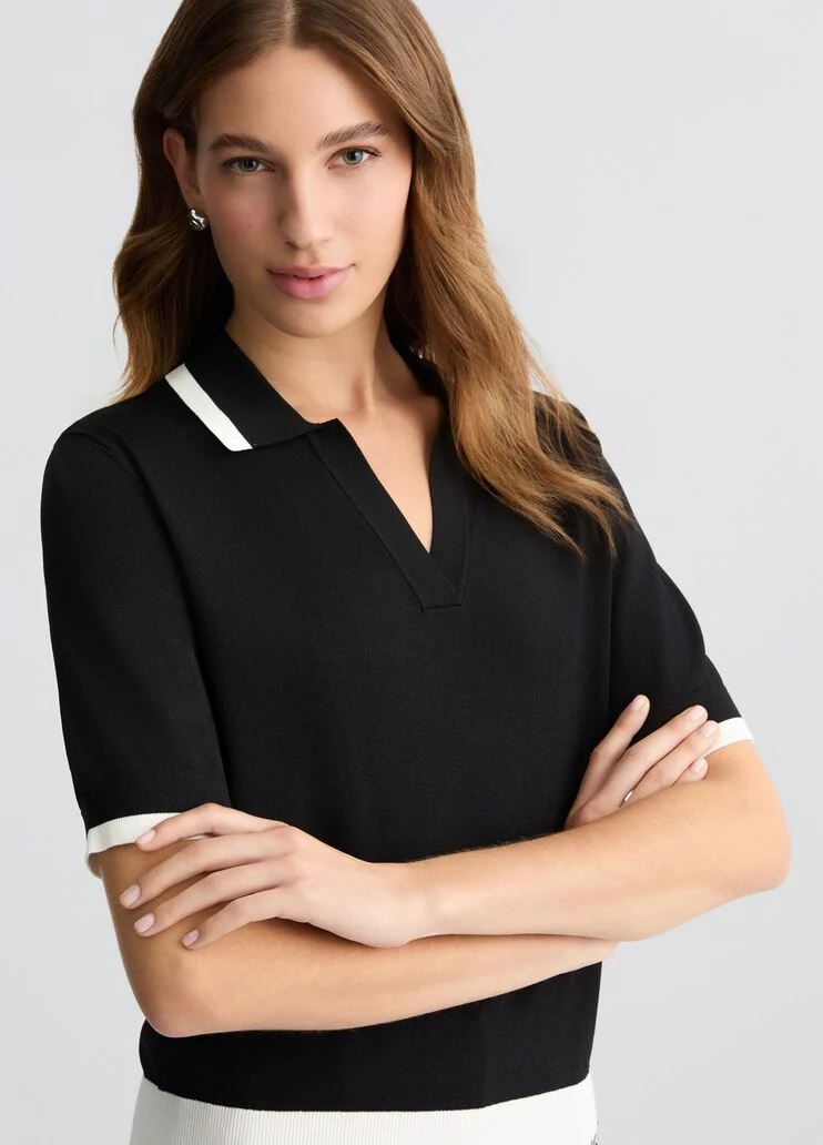 Black and white ribbed jumper