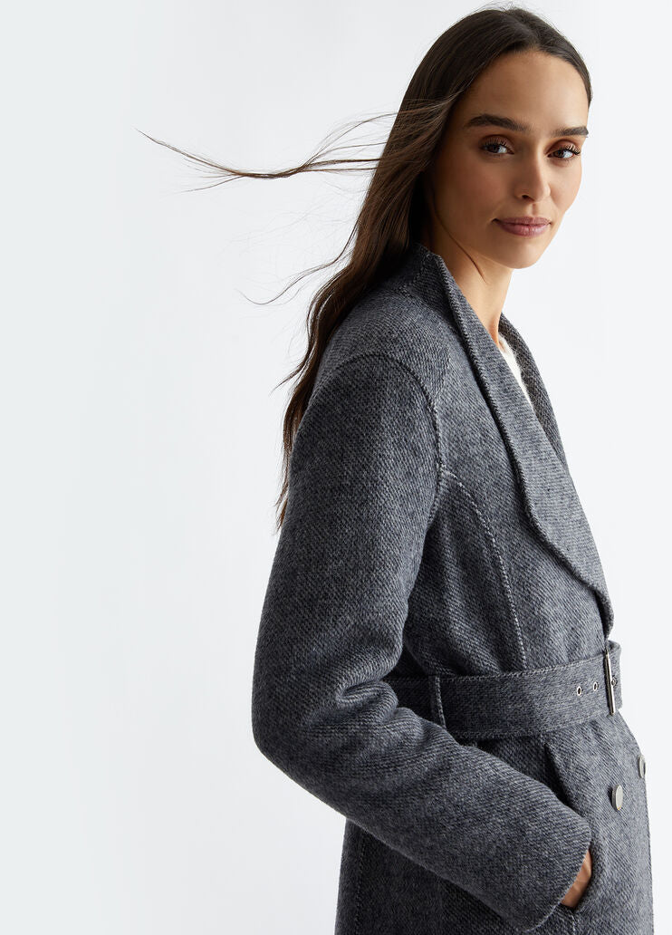 Double-breasted wool-blend coat