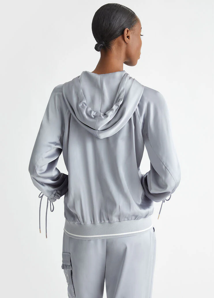 Satin hooded sweatshirt