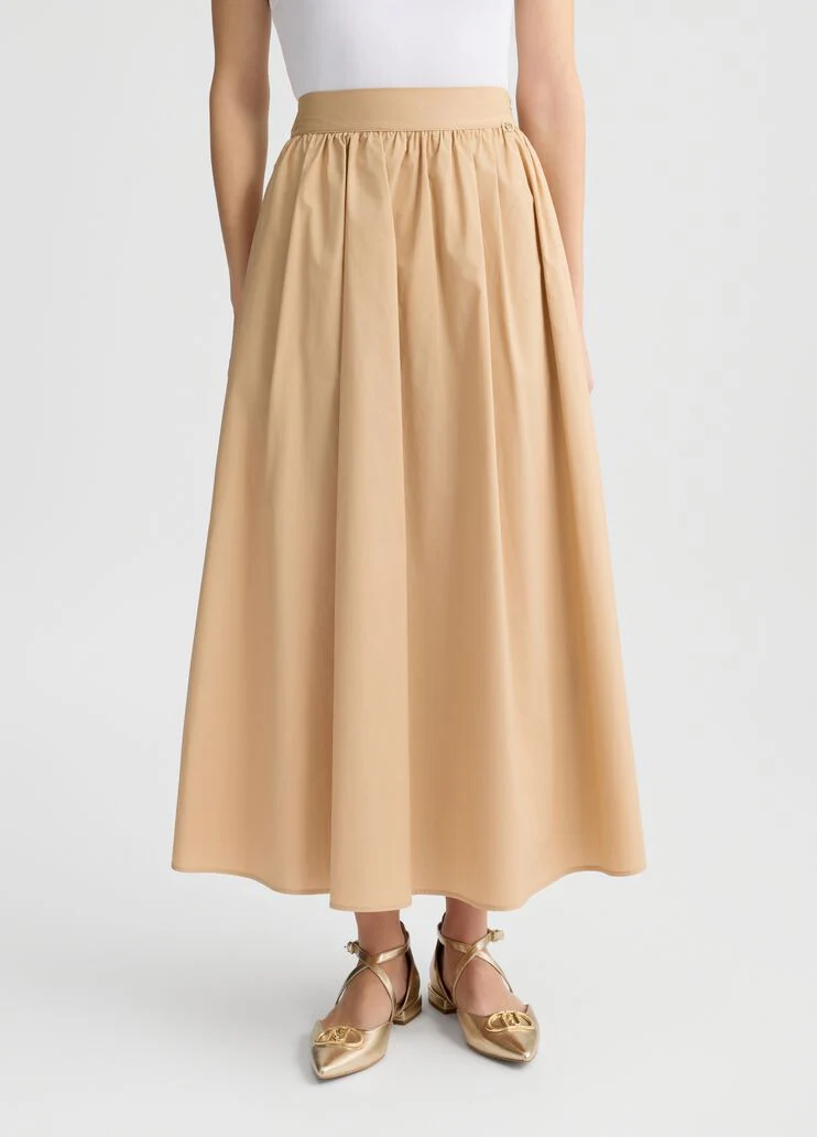 Poplin midi skirt