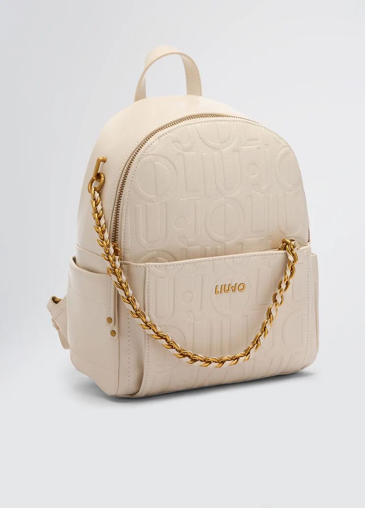 Backpack with logo and chain