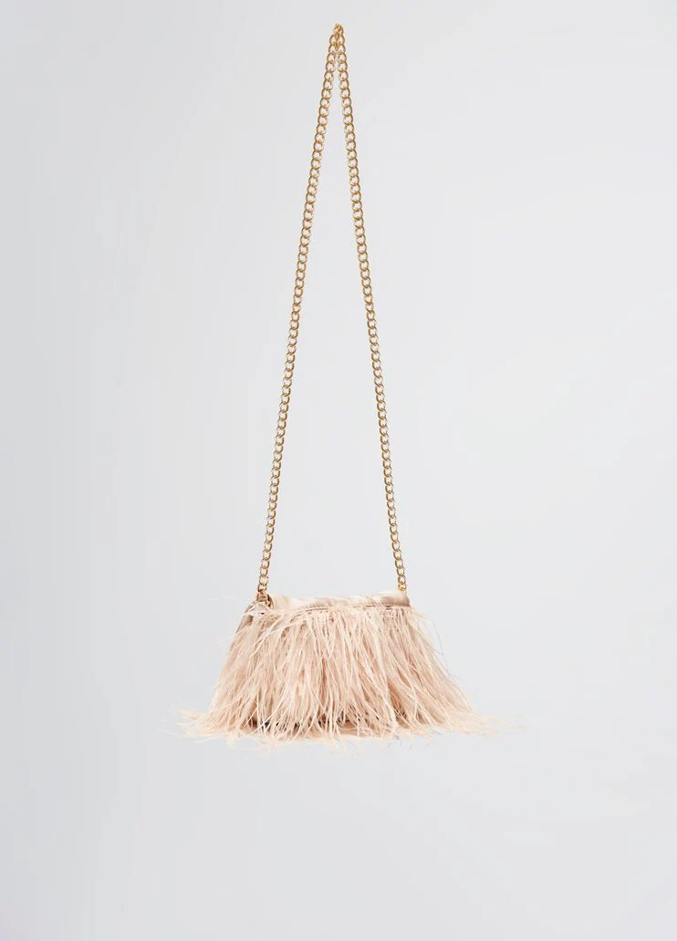 Mini LaPuffy bag with feathered detailing