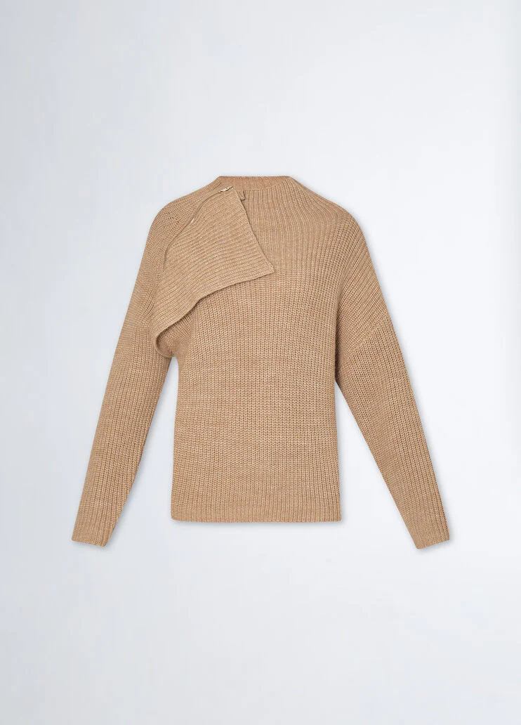 Rib-knit wool-blend sweater