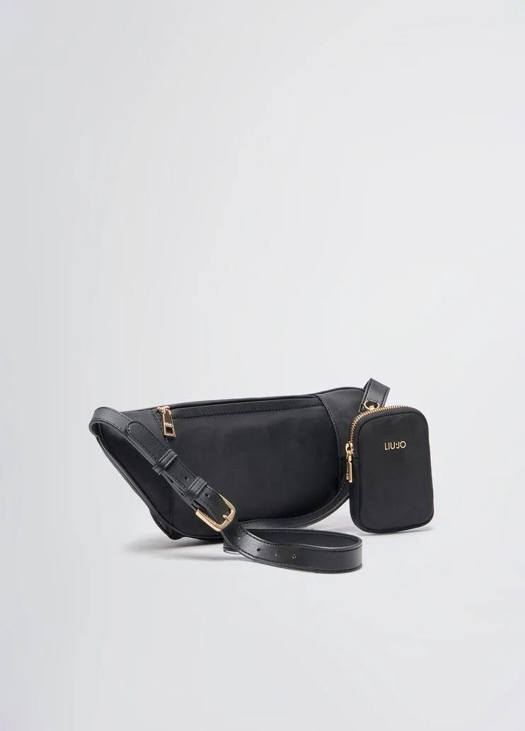 Nylon pouch bag with charm