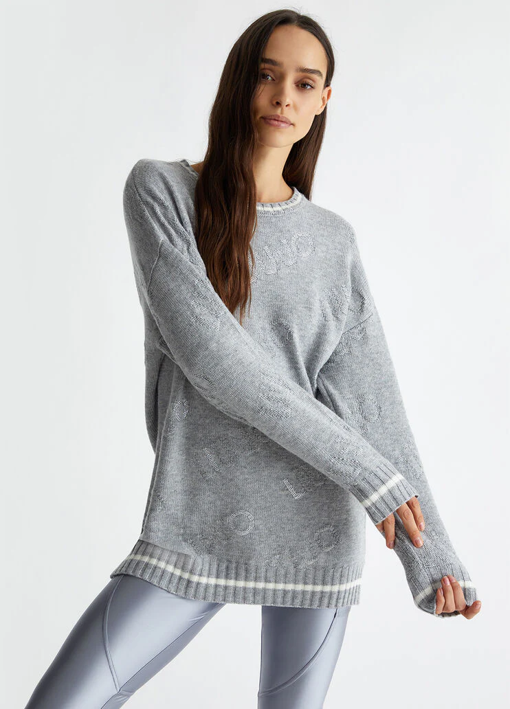 Wool-blend sweater with logo