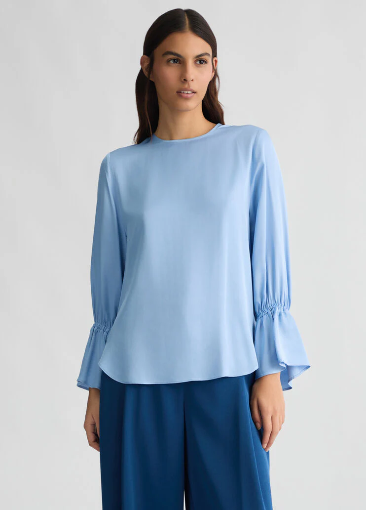 Satin light blue blouse