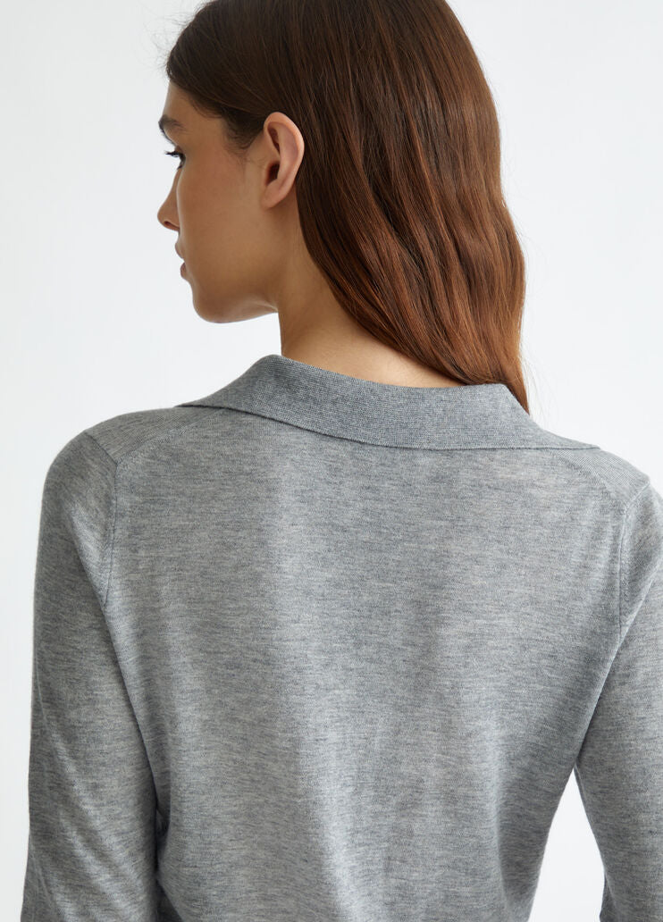Cashmere-blend knit polo-shirt