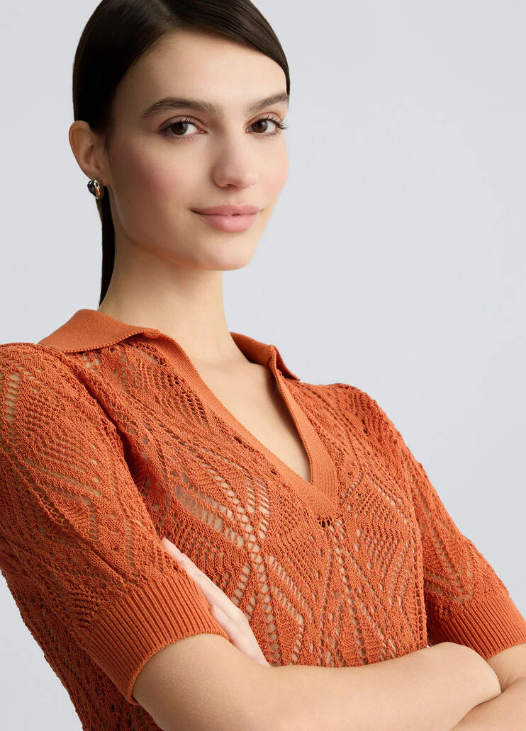 Cotton-blend crochet jumper