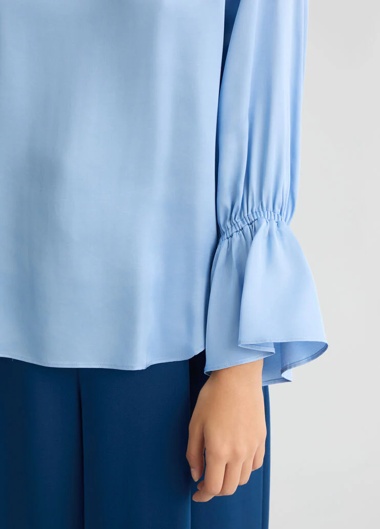 Satin light blue blouse