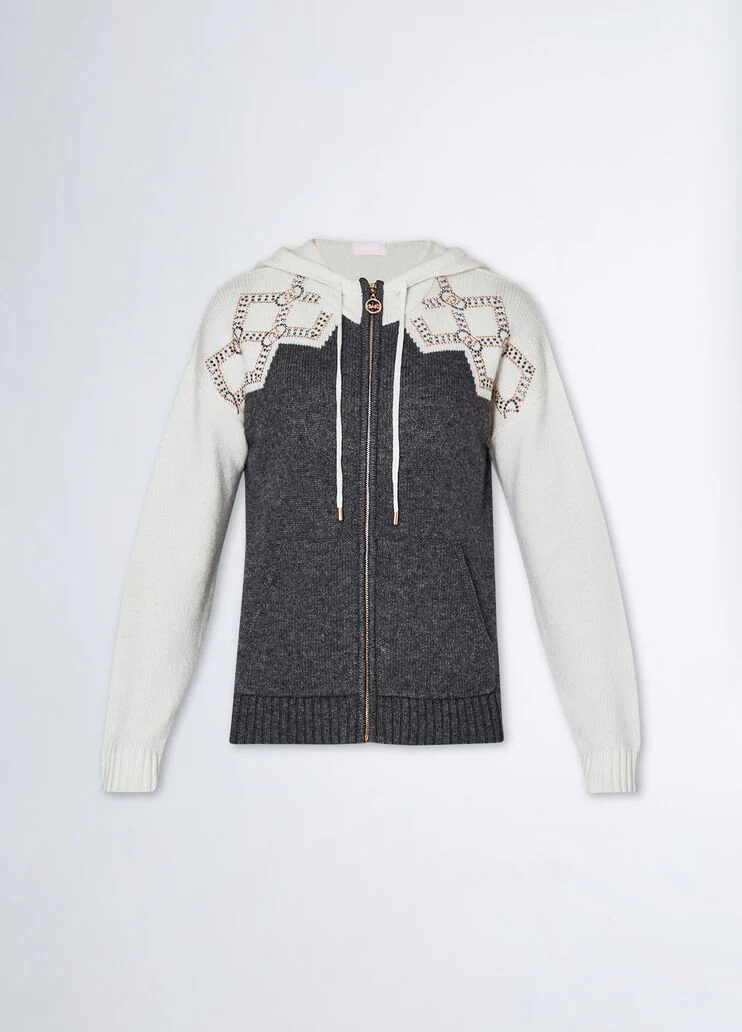 Wool-blend sweater with hood