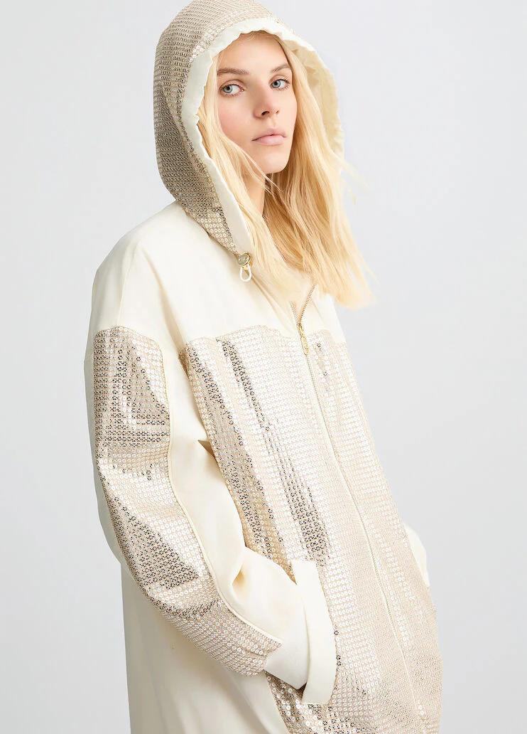 Parka with sequins