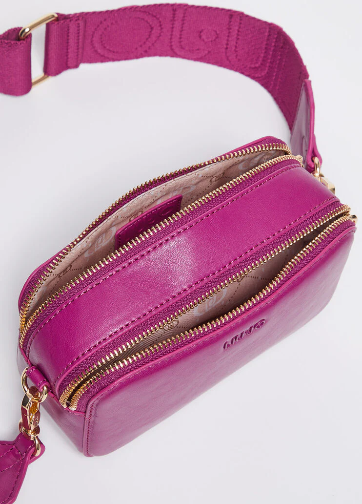 Fuchsia crossbody bag with maxi-logo