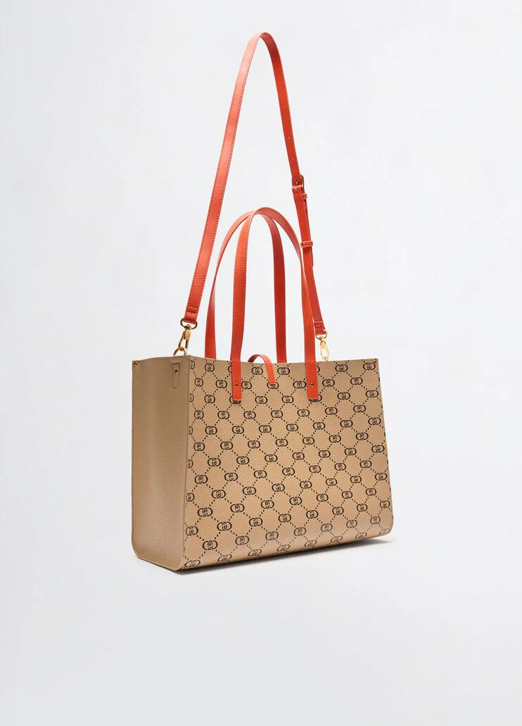 Beige tote bag with monogram logo