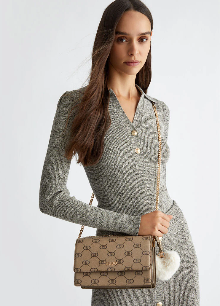 Crossbody bag with logo and charm