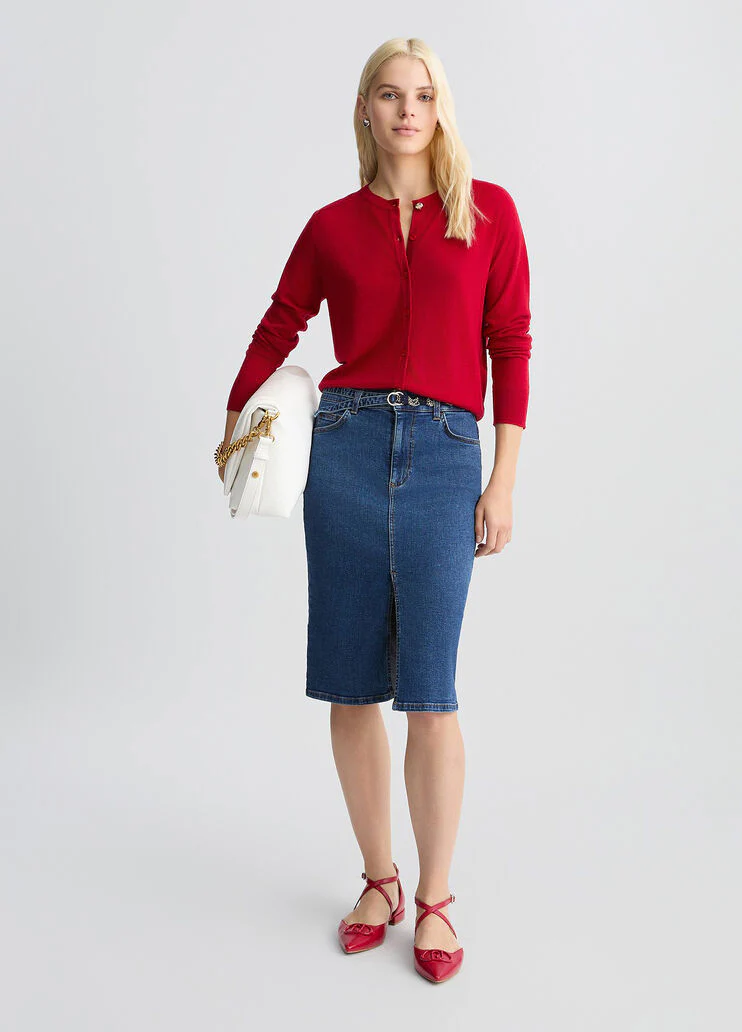 Red cashmere and wool cardigan