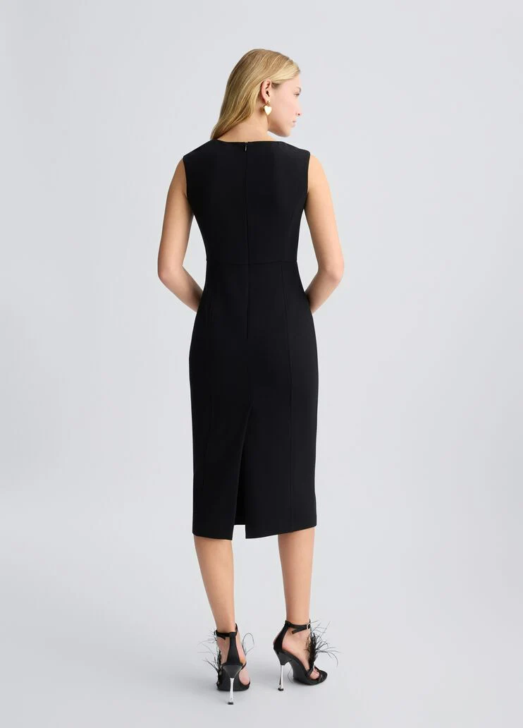Black crepe sheath dress