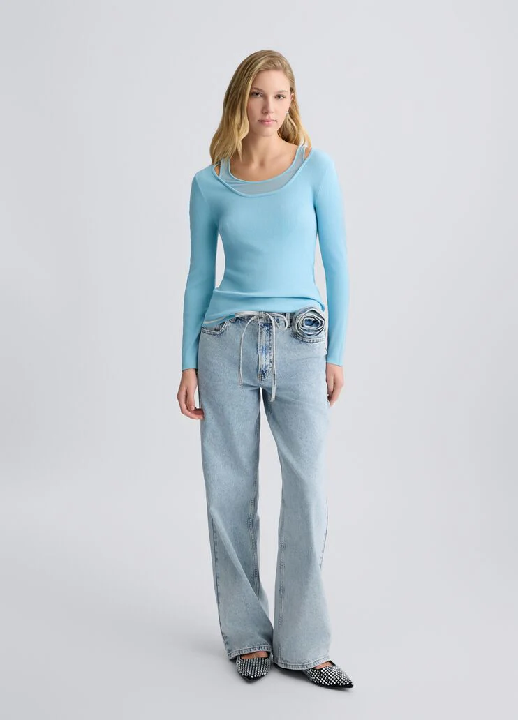 Jumper with tulle inserts