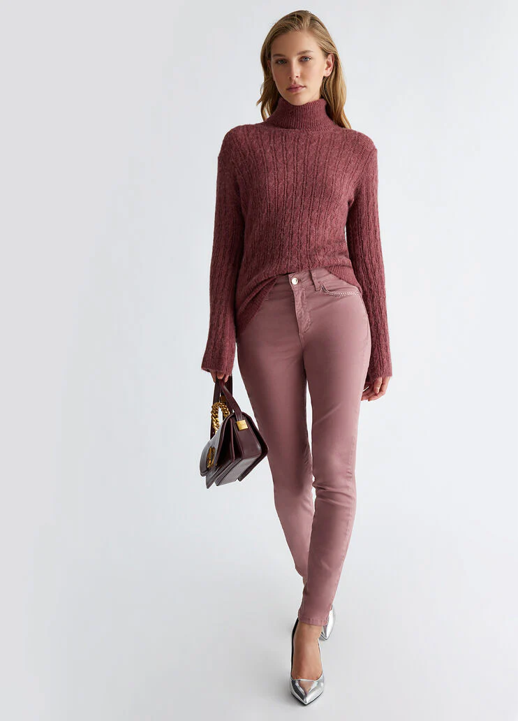 Bottom up trousers with rhinestones