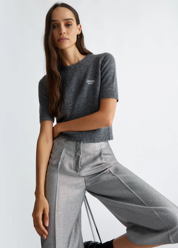 Wool-blend T-shirt with logo