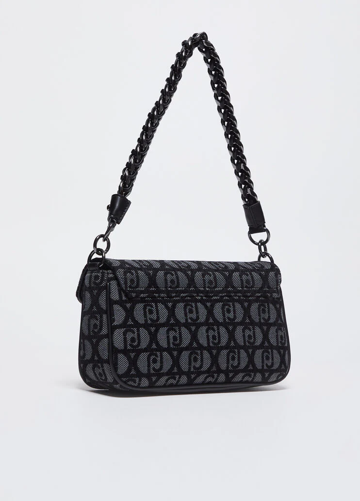 Jacquard shoulder bag with logo