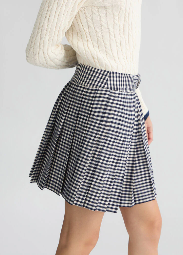 Pleated chequered miniskirt