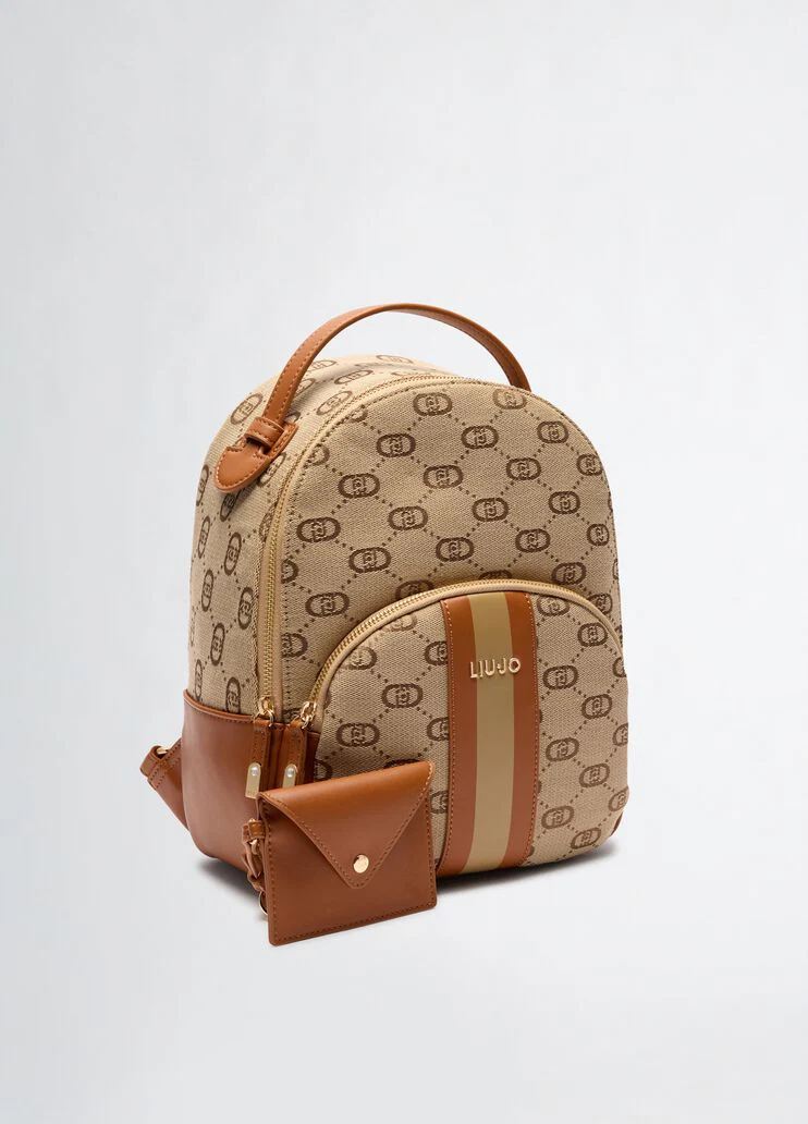 Jacquard backpack with clutch