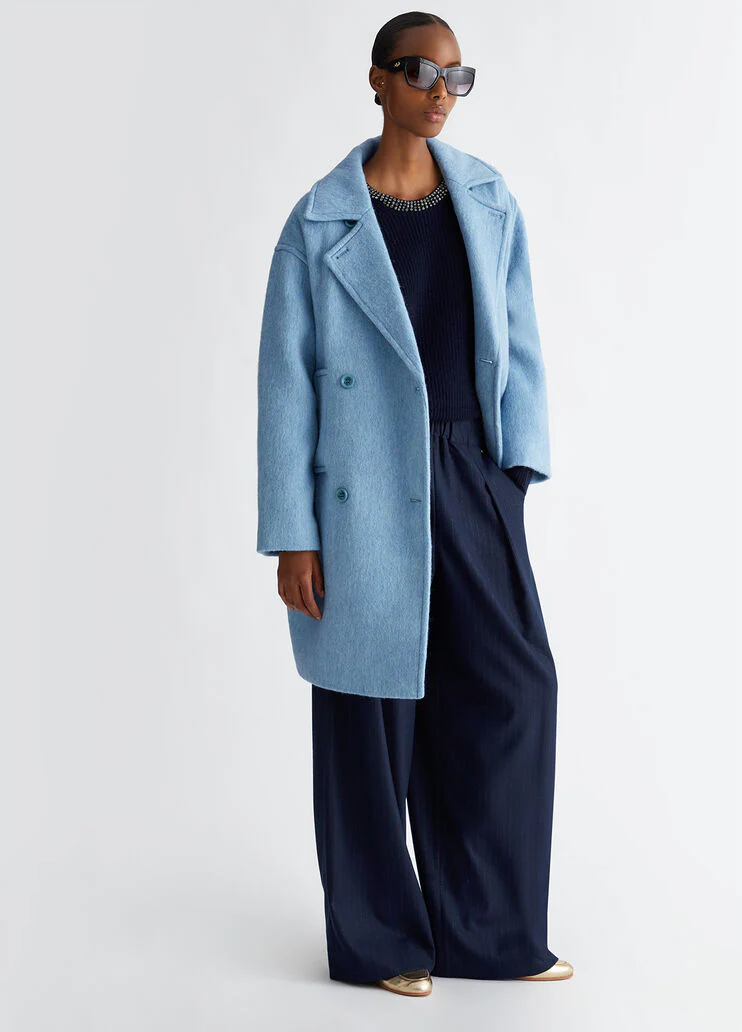 Double-breasted wool-blend coat