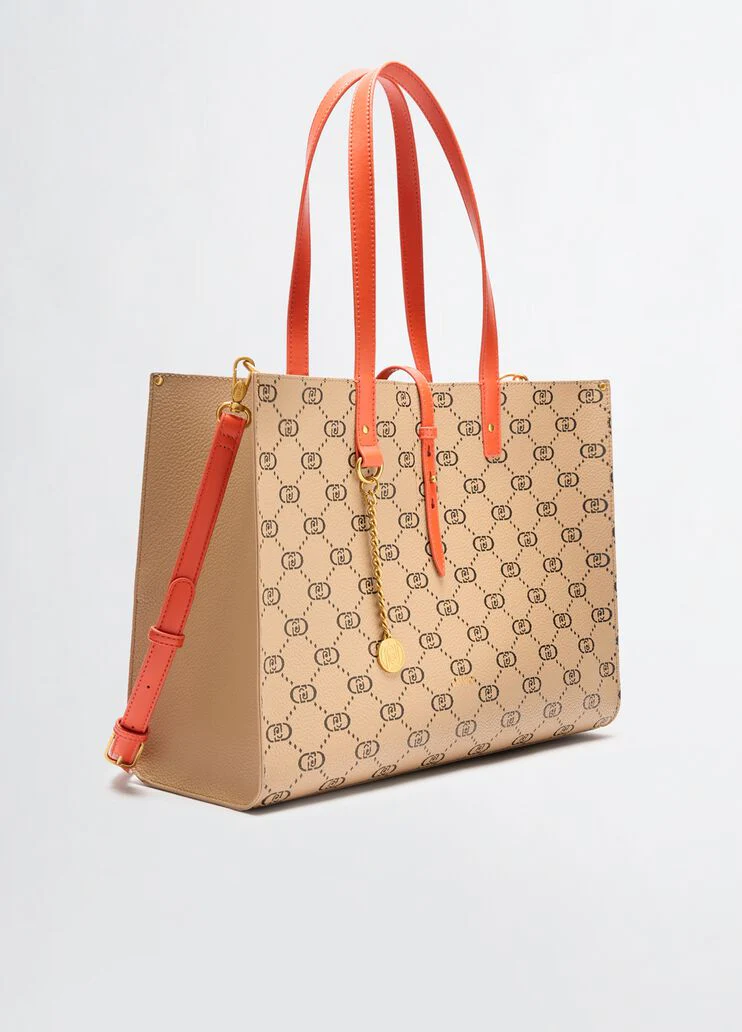 Beige tote bag with monogram logo