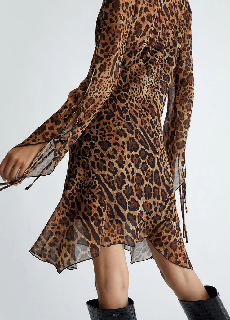 Short animal-print tulle dress