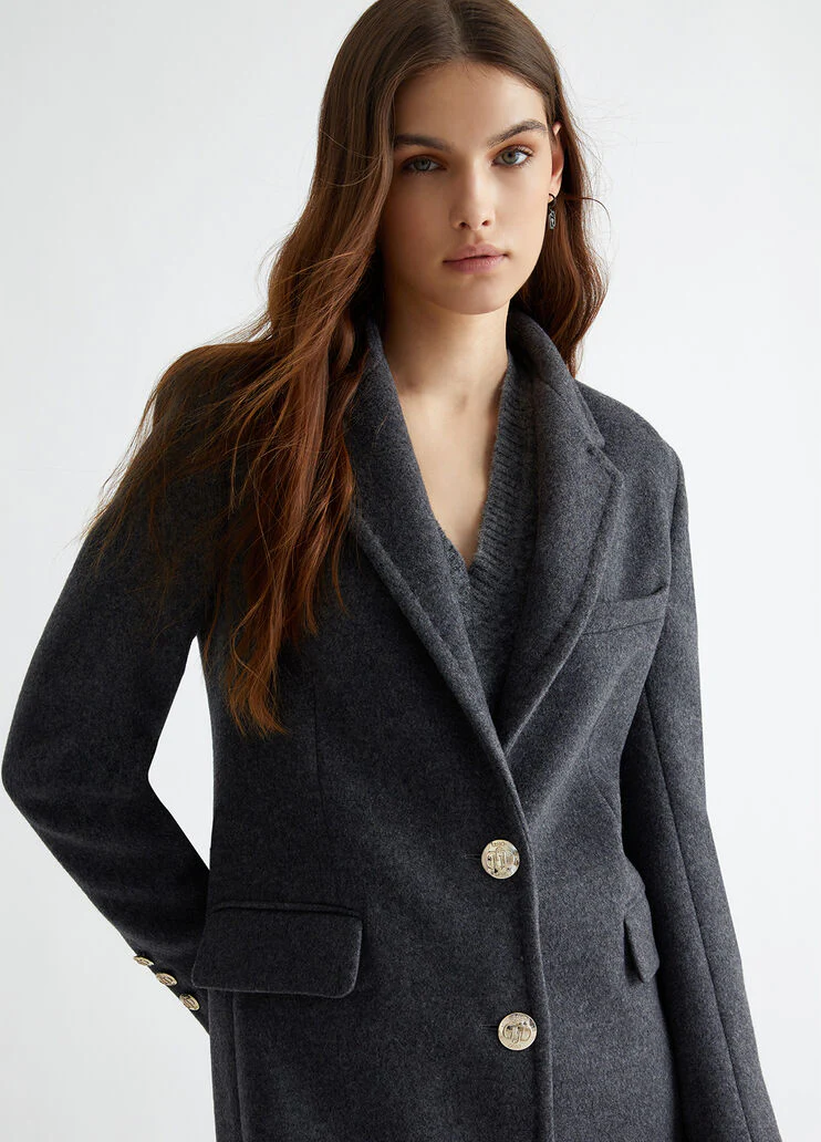 Slim-fit wool-blend coat