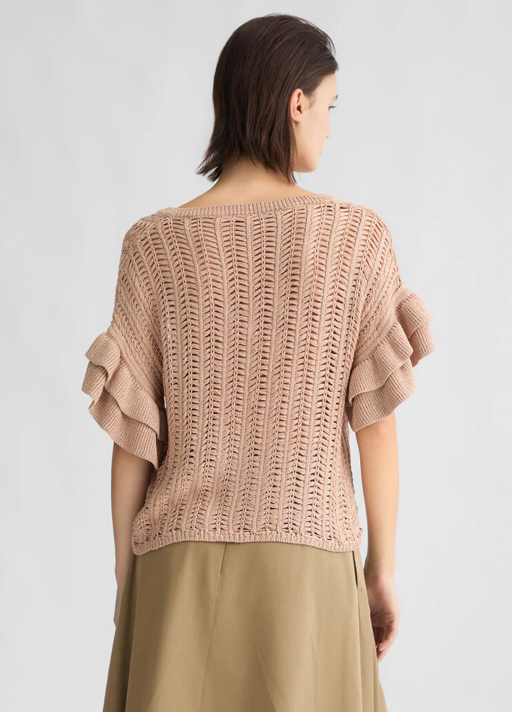 Sand-colour knit top