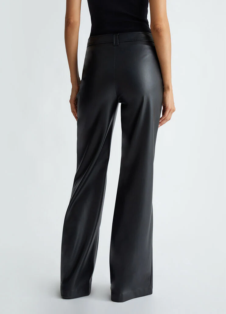 Coated fabric palazzo trousers