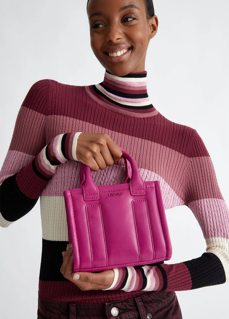 Mini shopping tote with shoulder strap