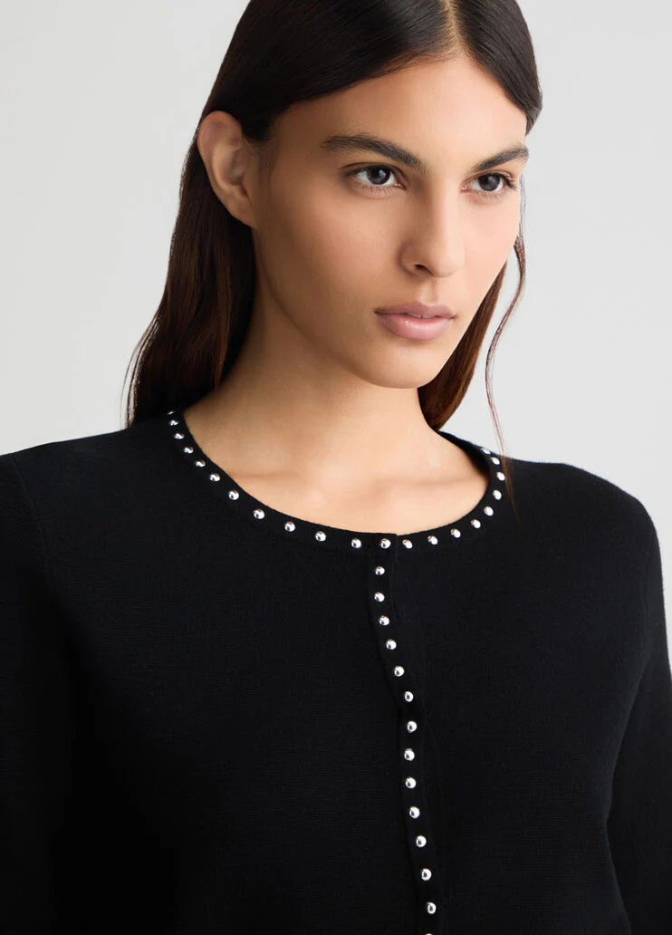 Knit jacket with studs