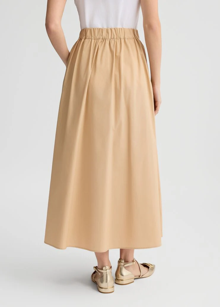 Poplin midi skirt