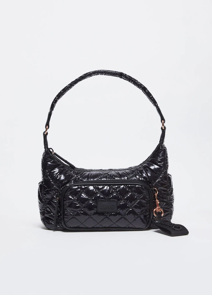 Quilted nylon shoulder bag