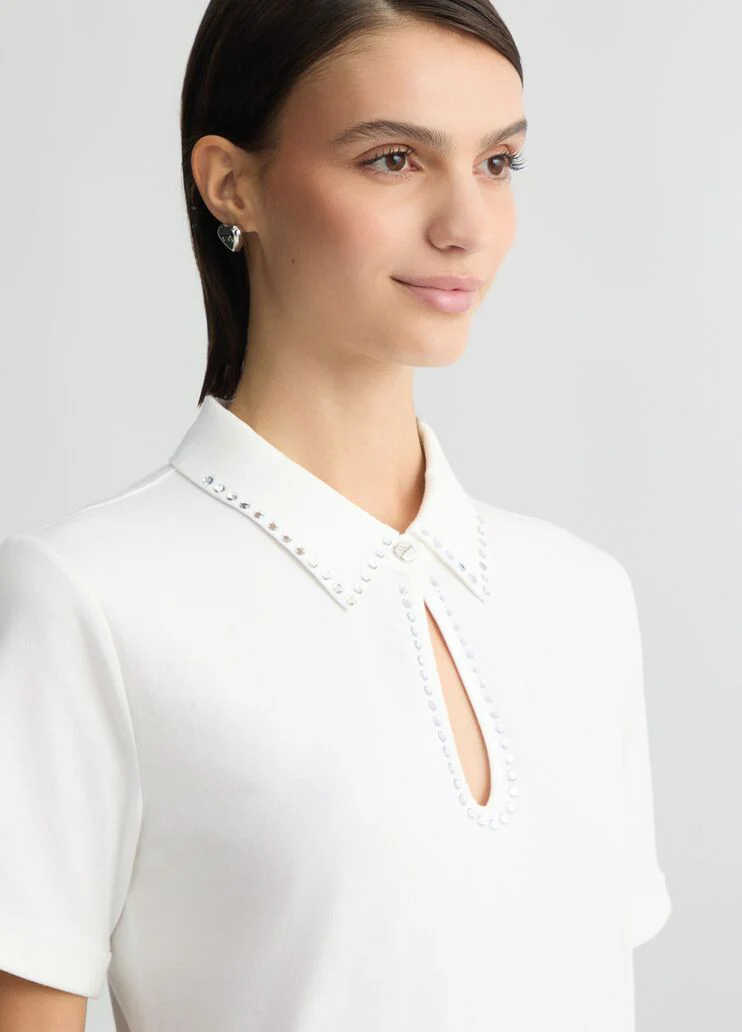 Polo shirt with rhinestones