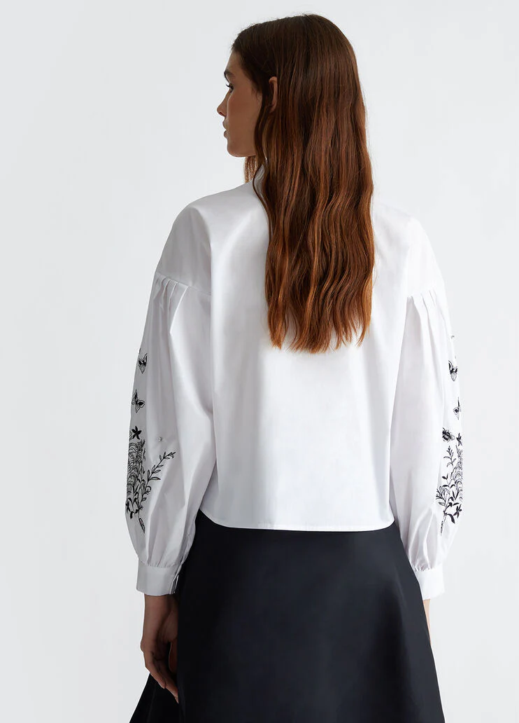 Shirt with jewel embroidery