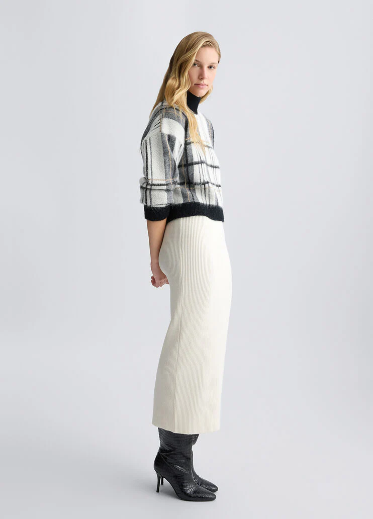 Tartan wool and alpaca pullover