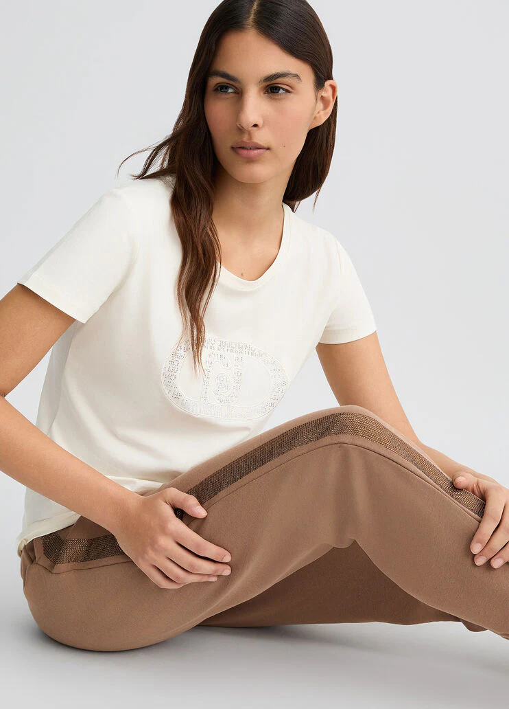 T-shirt with logo and gemstones