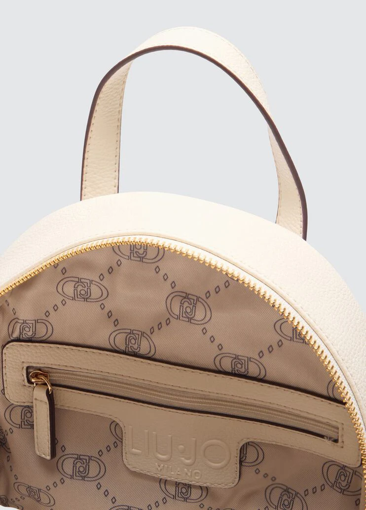 White backpack with logo