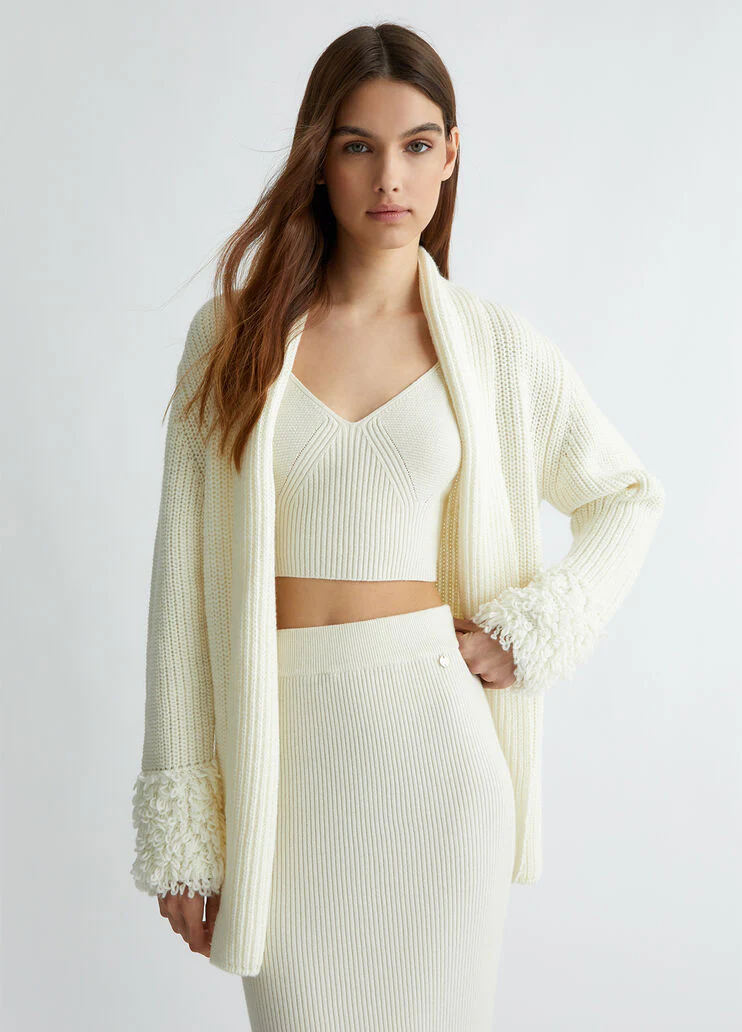 White wool cardigan